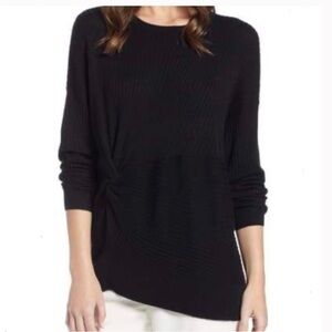 Something Navy Black Knot Detail Long Sleeve Pullover